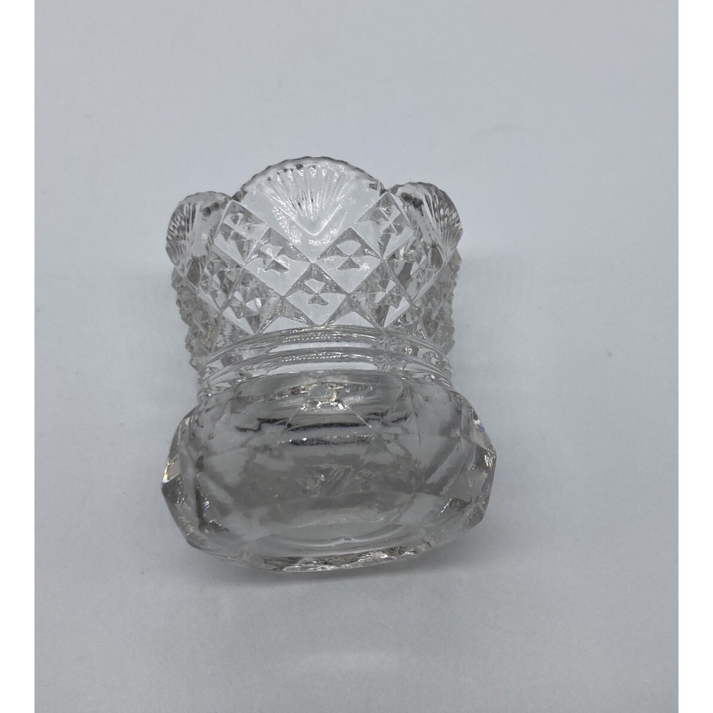 Vintage Westmoreland Clear Cut Glass Toothpick Holder Fan & Diamond Pattern